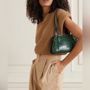 By Far Lora Green Croco Embossed Leather Bag